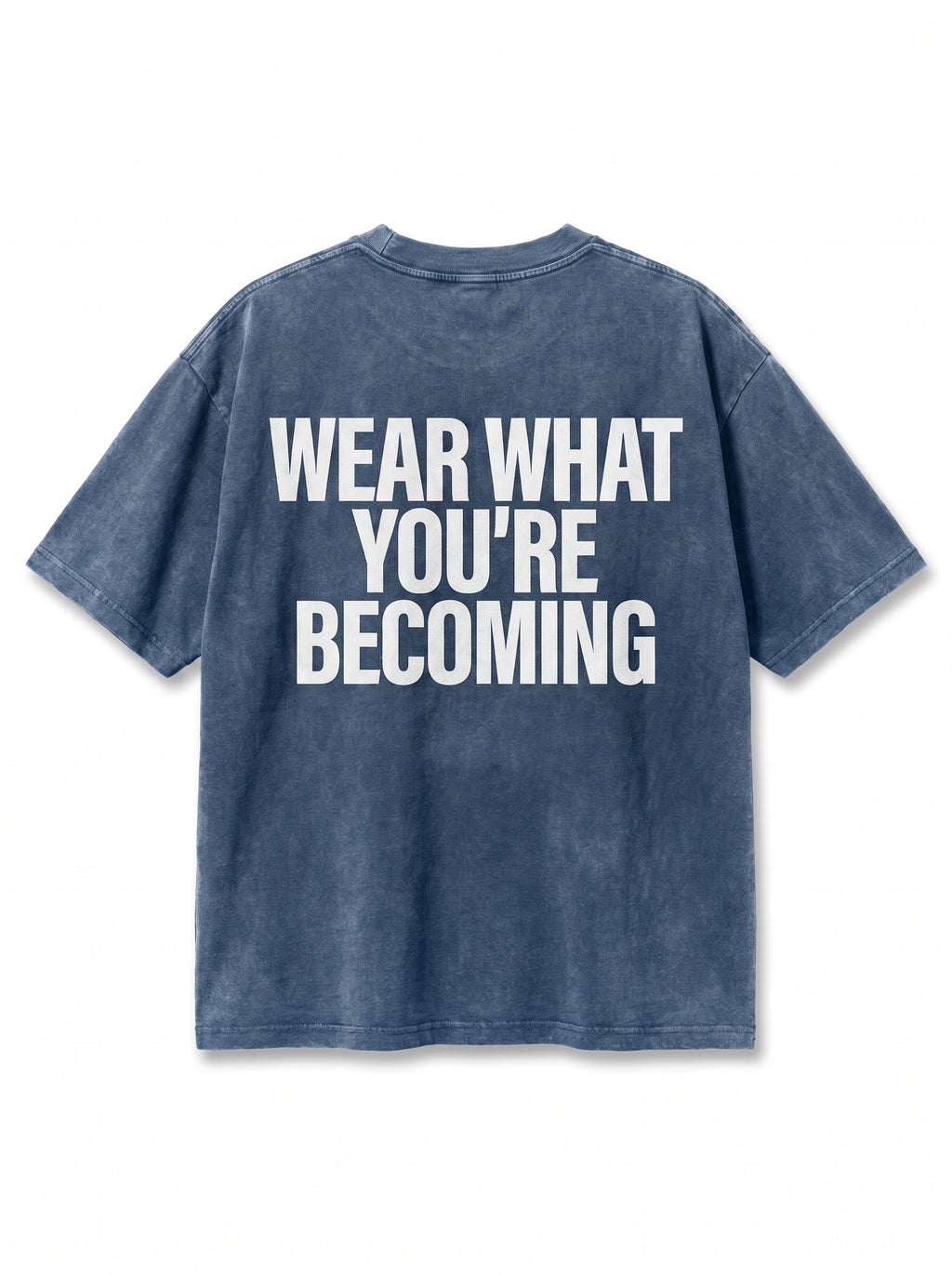 EW" Acid-Wash Tee Blue "Wear What You're Becoming"