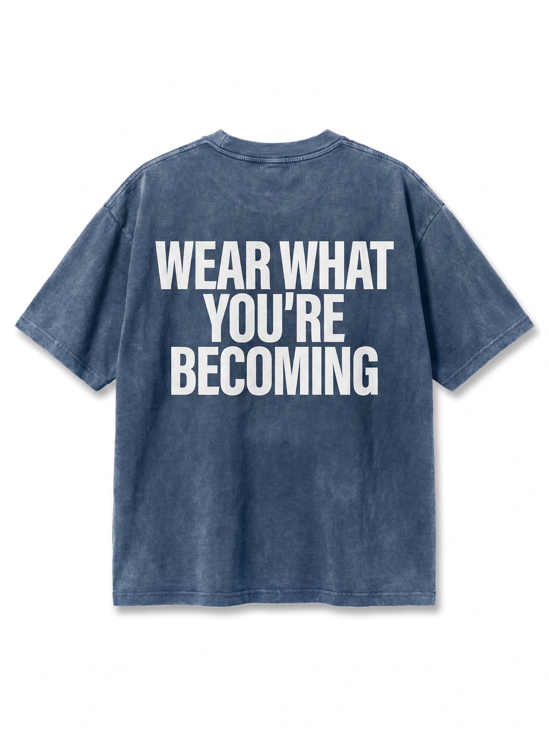 EW" Acid-Wash Tee Blue "Wear What You're Becoming"