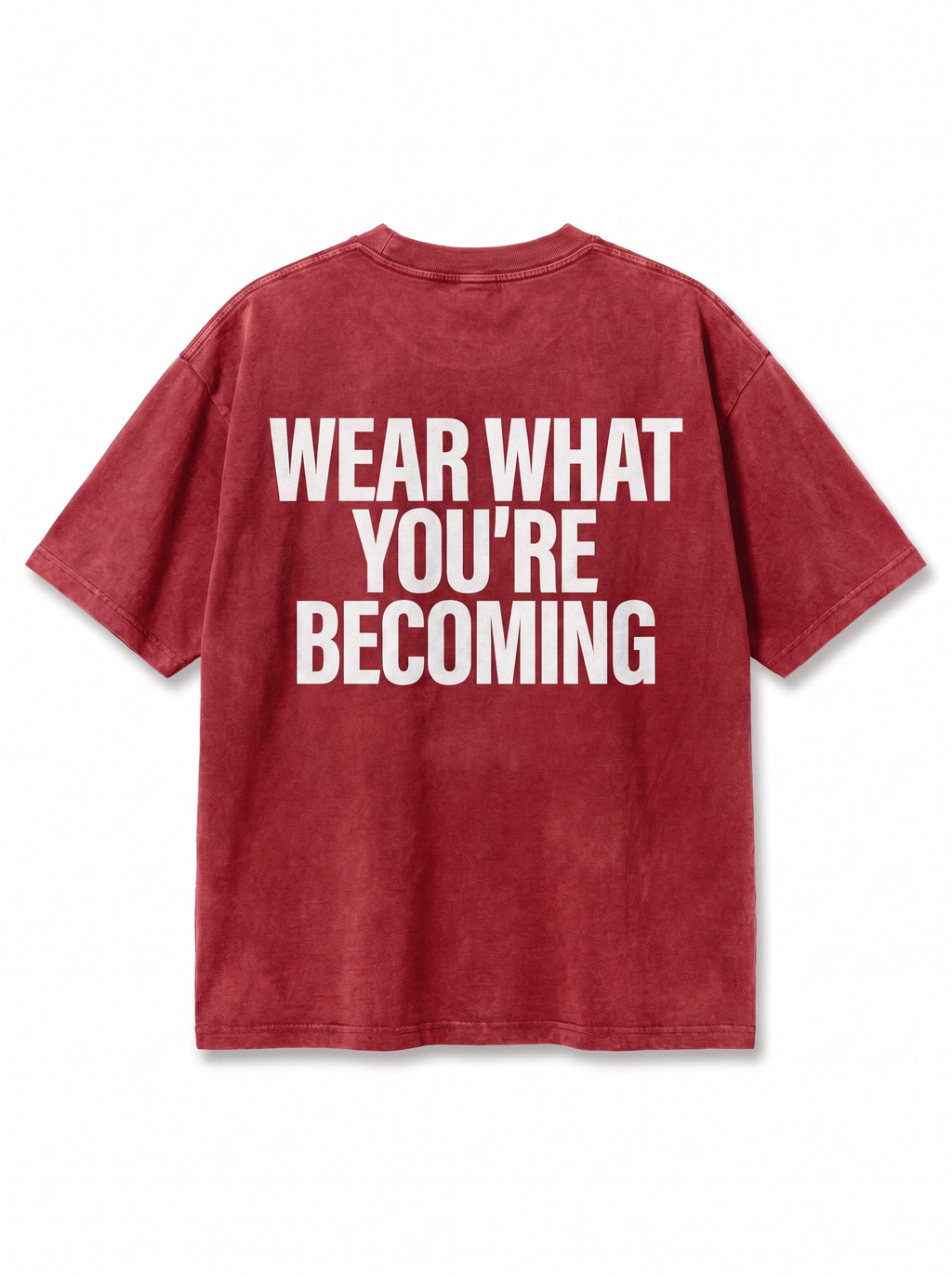 EW" Acid-Wash Tee Red "Wear What You're Becoming"