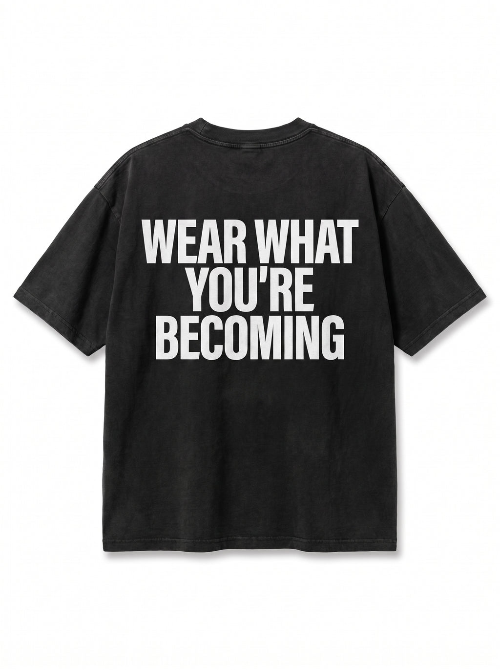 EW" Acid-Wash Tee Black "Wear What You're Becoming"