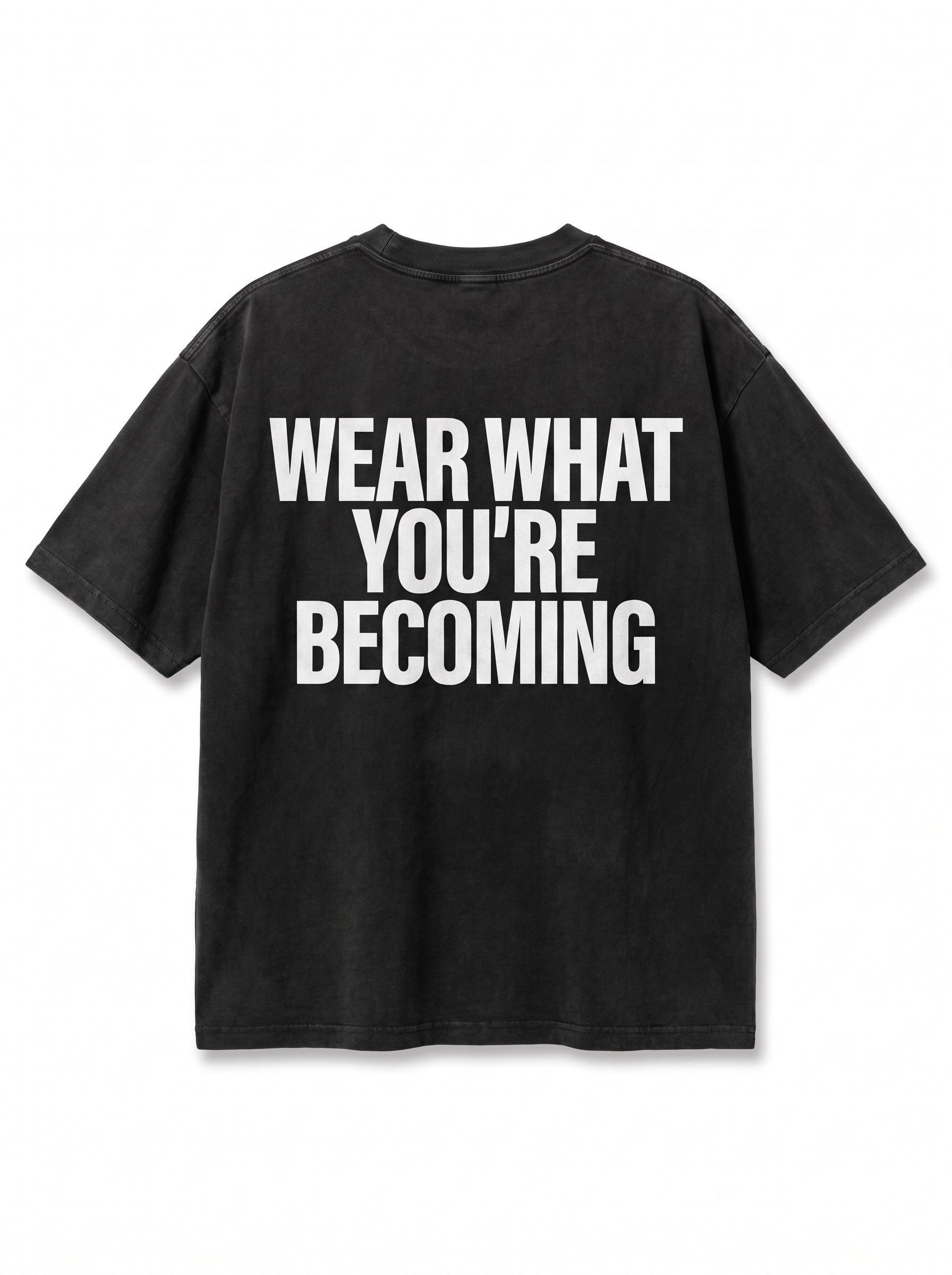 EW" Acid-Wash Tee Black "Wear What You're Becoming"