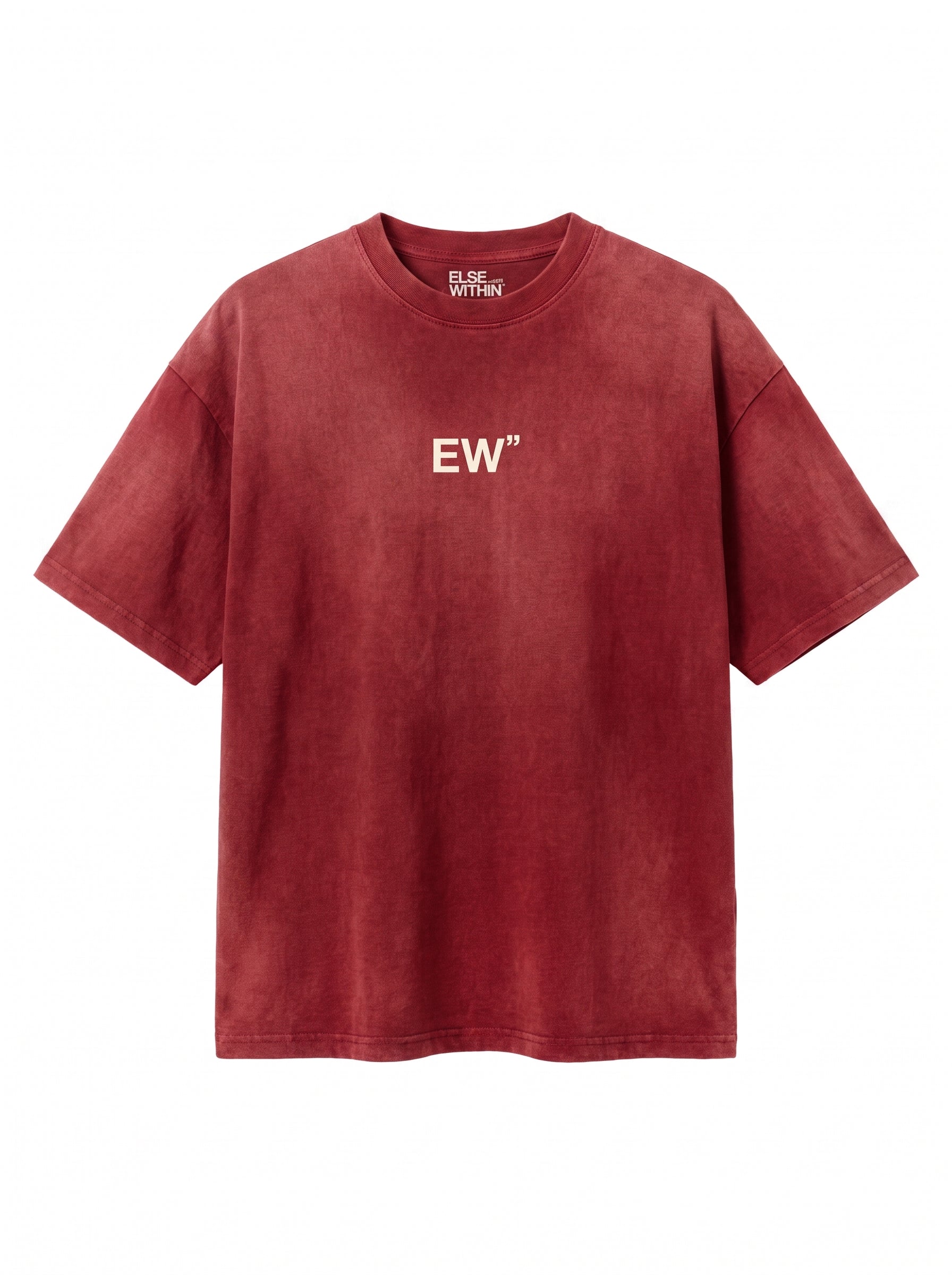 EW" Acid-Wash Tee Red "Wear What You're Becoming"