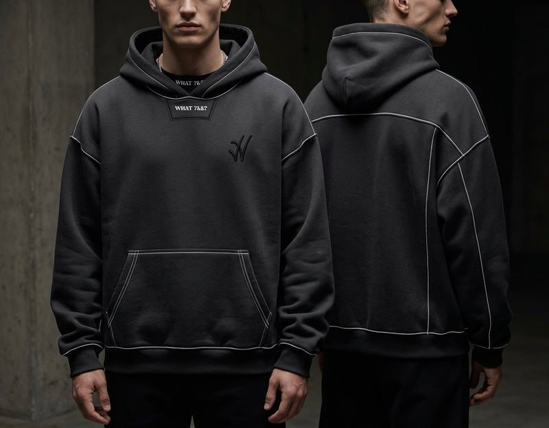 Black Piped Hoodie