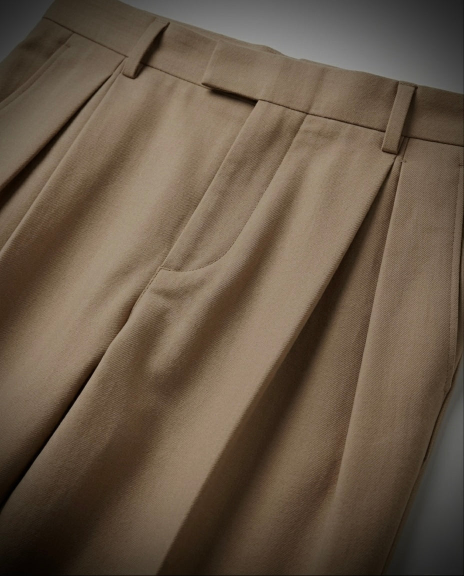 EW Pleated Pants — Beige