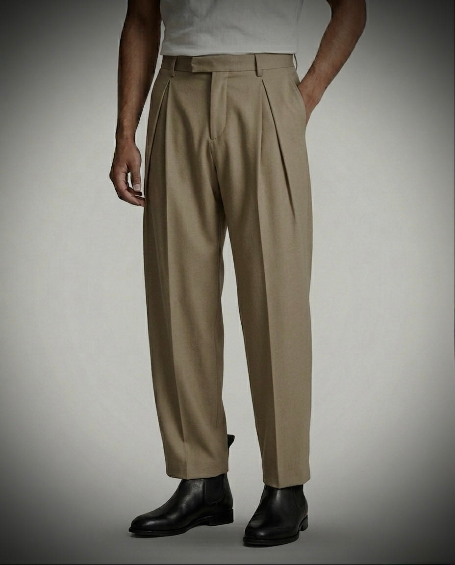EW Pleated Pants — Beige