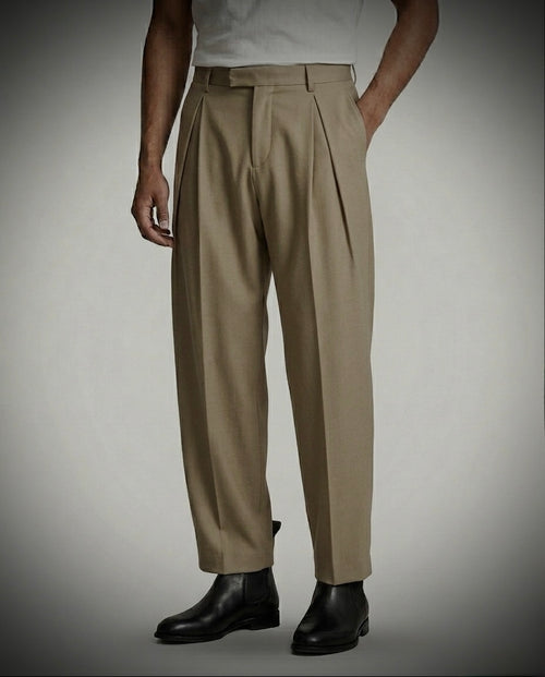 EW Pleated Pants — Beige