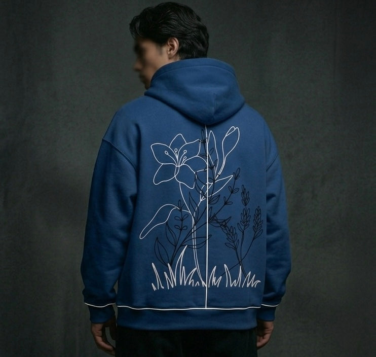 Navy Floral Hoodie