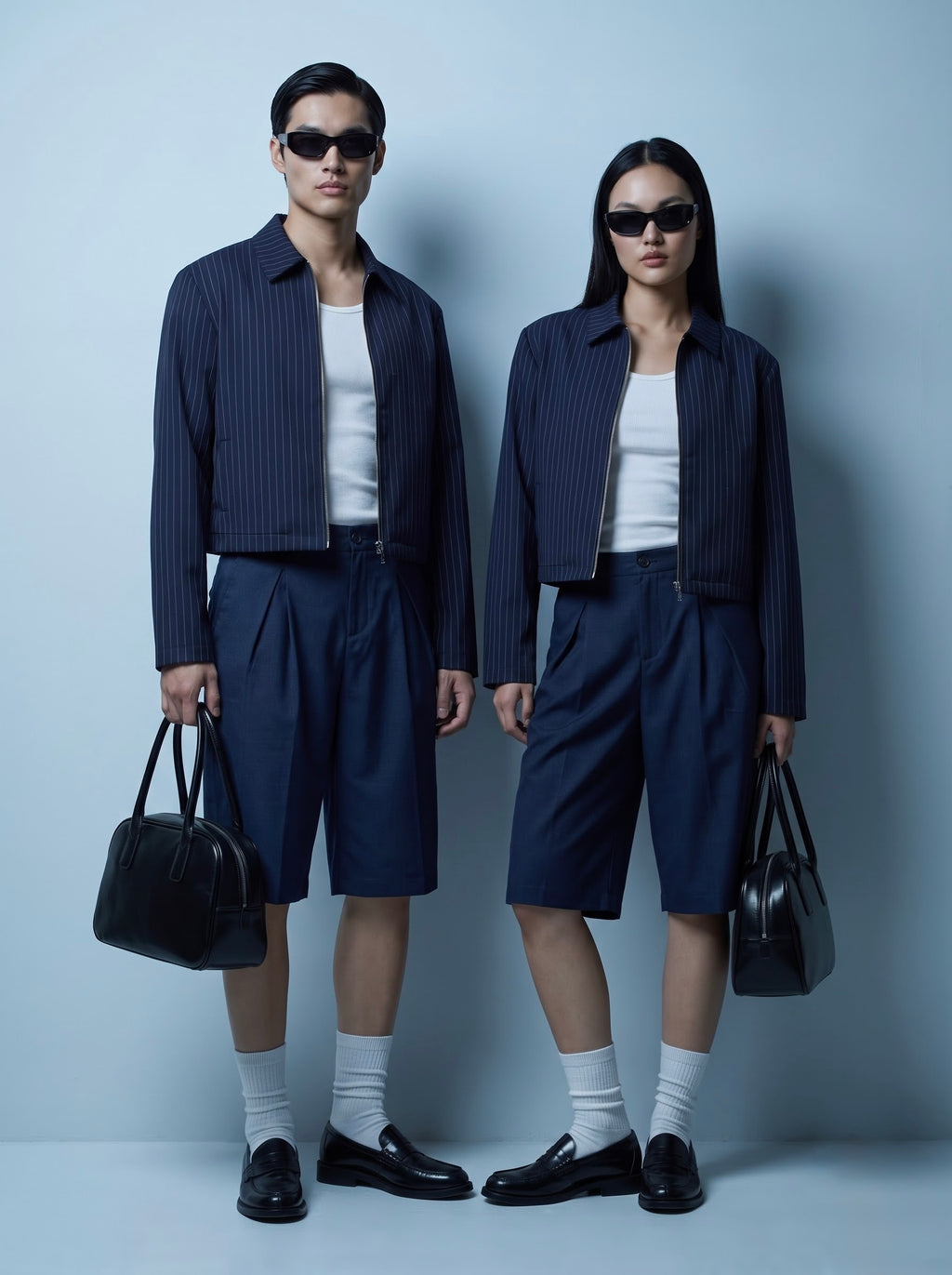 EW Pinstripe Zip Jacket - Navy