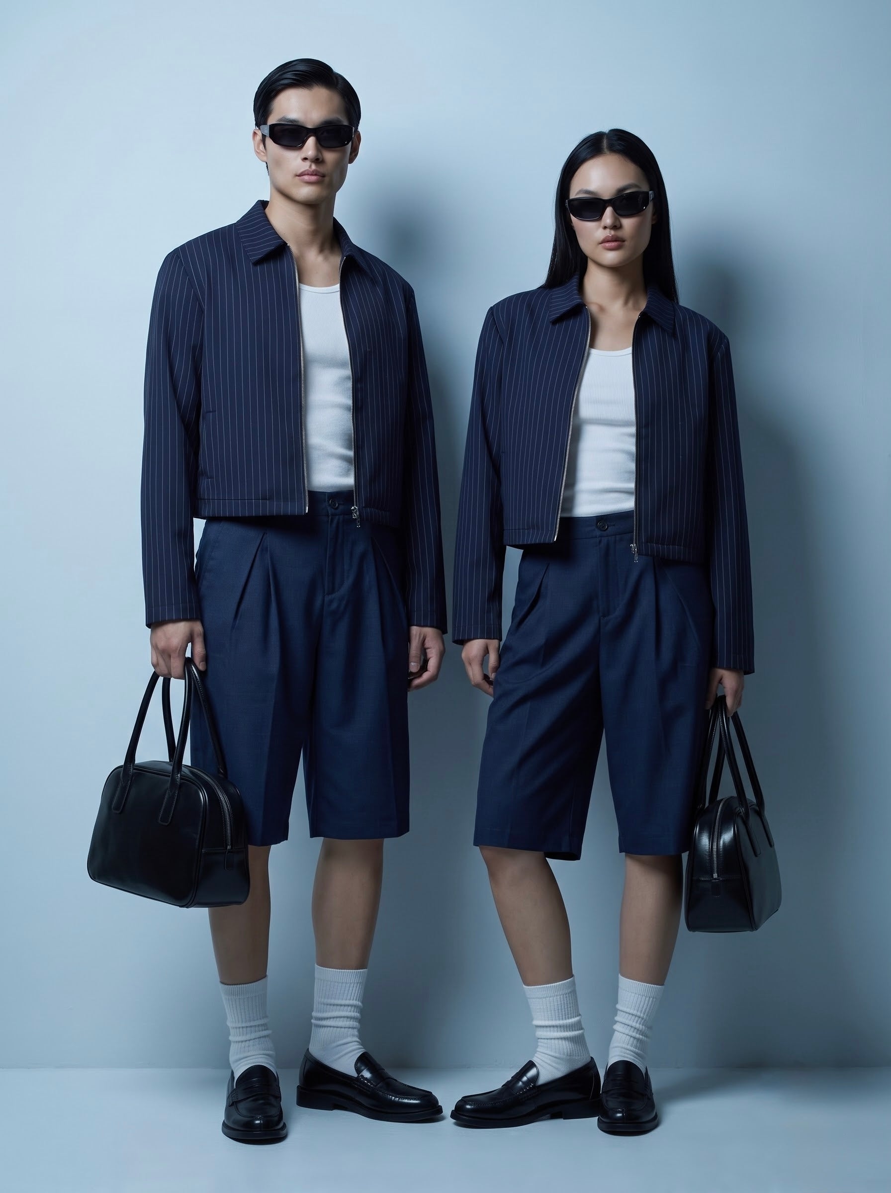 EW Pinstripe Zip Jacket - Navy