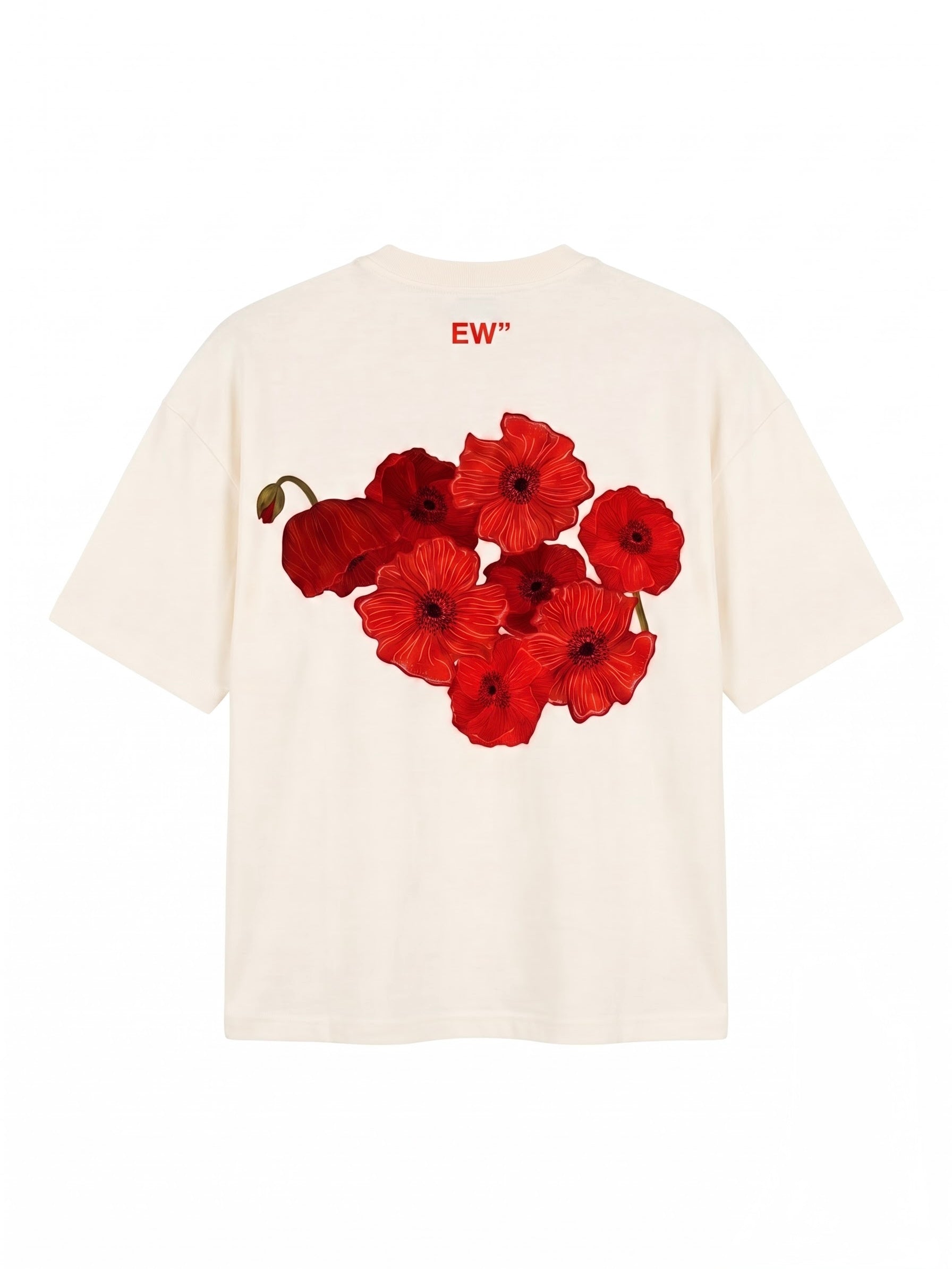 EW Red rose Tee - Cream