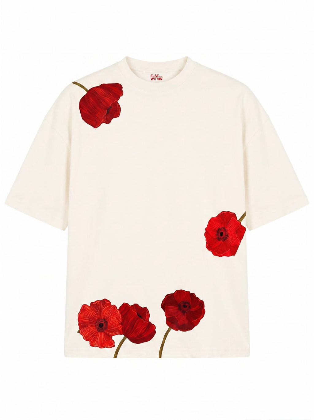 EW Red rose Tee - Cream